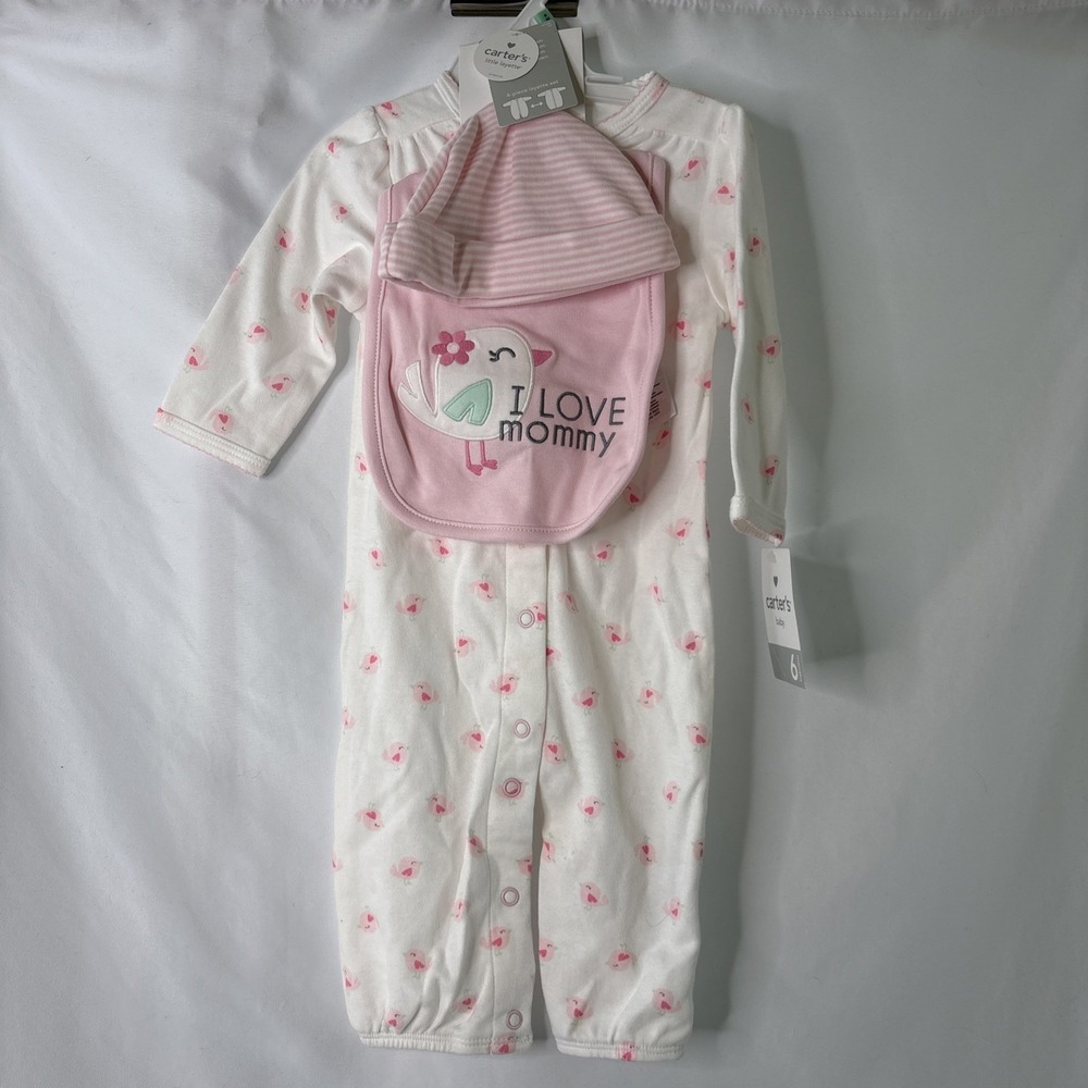 Carters's Little Layette 6 Mos 4 Piece Layette Set I Love Mommy Pink White 2012